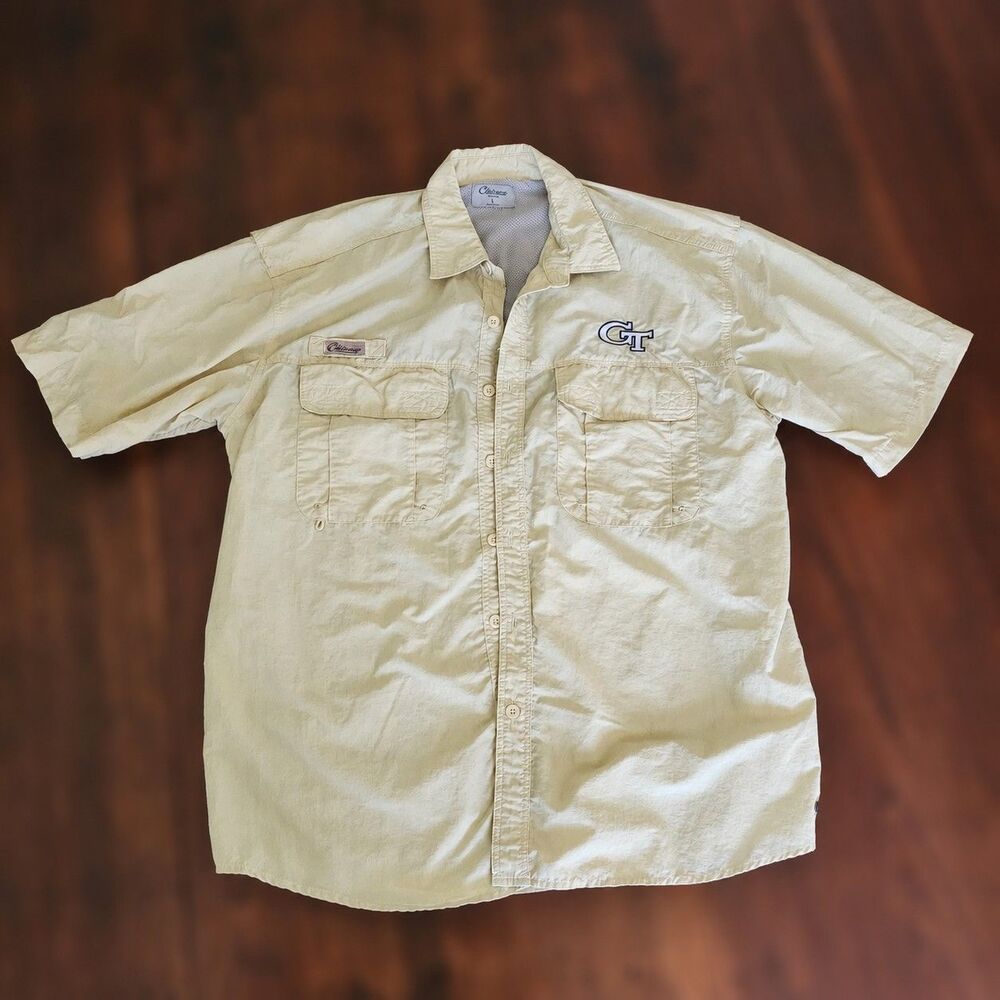 Chiliwear Georgia Tech Button Up Lightweight Shirt Soft Yellow Men's Size Large